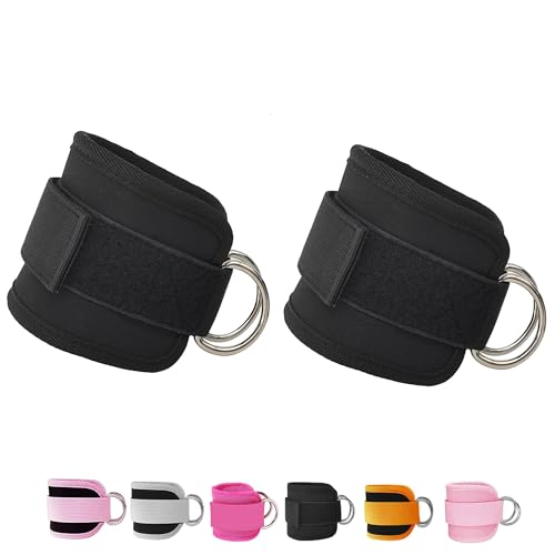 Adjustable Fitness Ankle Straps for Cable Machines - Black