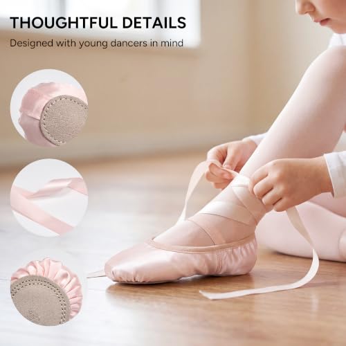 Ballet Shoes for Girls - Satin Ballerina with Ribbons - Ballet Pink