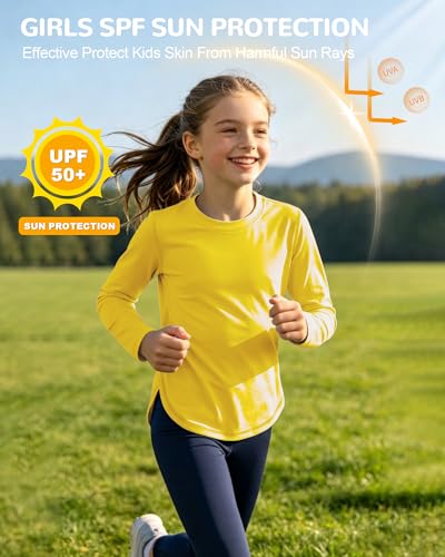 Runhit UPF 50+ Kids Rash Guard UV Sun Protection Long Sleeve Athletic Top