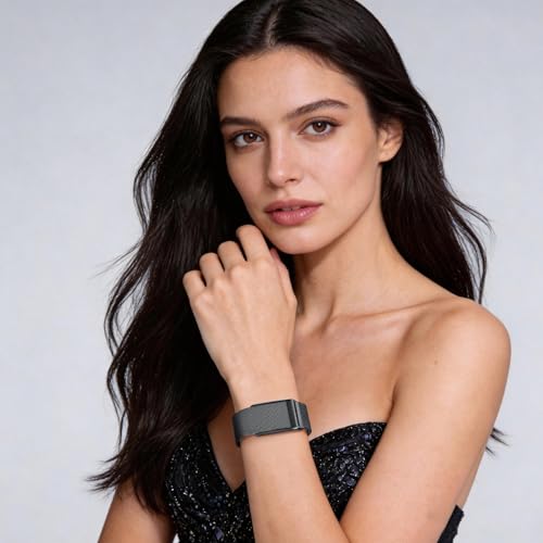 Omee Black Milanese Loop Metal Watch Band for Whoop 5.0, Peak & Life/MG