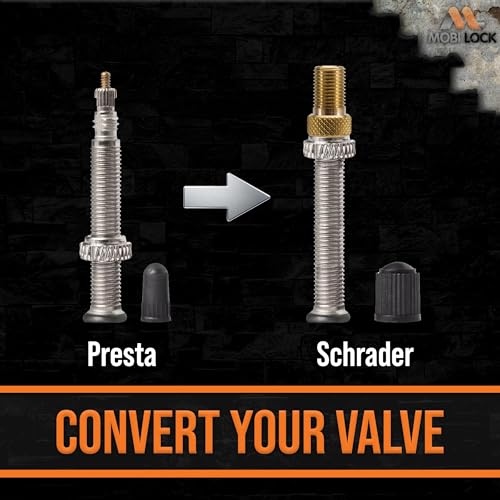 Brass Presta Valve Adaptor - 5 Pack with 10 Caps for Bikes & e-Scooters