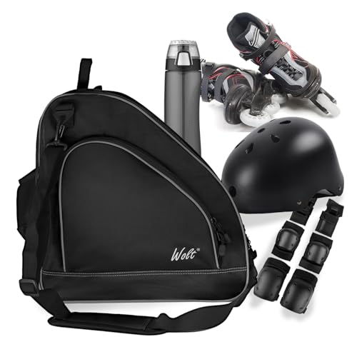 Ice Skate Bag - Large Capacity Roller Skate Bag with Adjustable Strap - Black