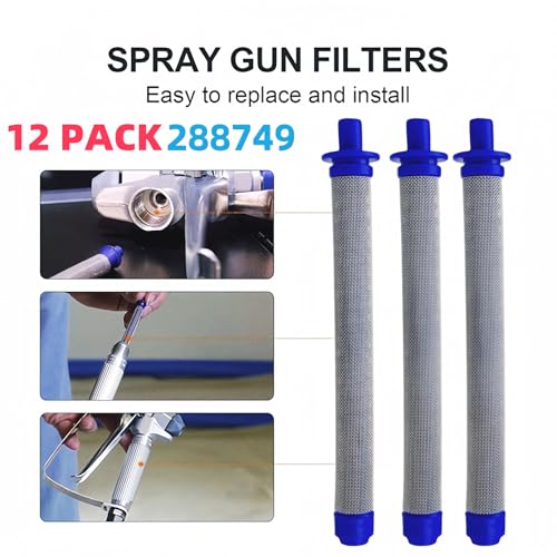 12 Pack 288749 Airless Spray Gun Filter 60 Mesh, Compatible with Graco Spray Gun Models SG10, SG20, SG Pro, SG2 and SG3 Replacement Paint Filter