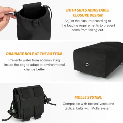 IDOGEAR Black Molle Dump Pouch Mini Folding Tool Bag for Tactical Belt & Backpack