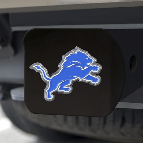Detroit Lions NFL Black Metal Hitch Cover with 3D Team Logo