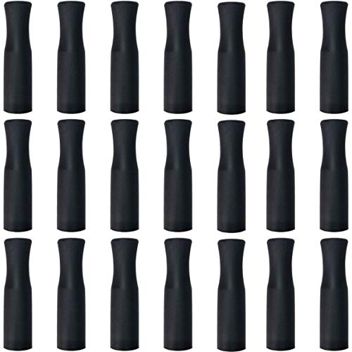 21pcs Food Grade Silicone Straw Tips for 6mm Metal or Glass Straws - Black