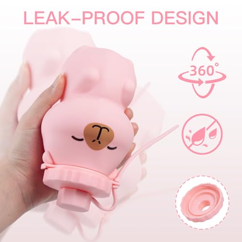 Kawaii Capybara Collapsible Water Bottle - 17oz Pink