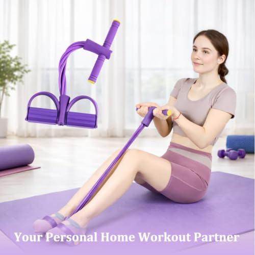 Purple Resistance Bands with Handles & Foot Pedal — Full Body Workout Equipment