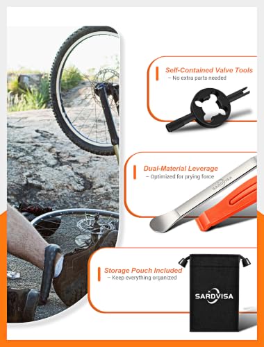 Bike Tire Levers Kit - 6-Pack Tire Repair Tools with Drawstring Bag