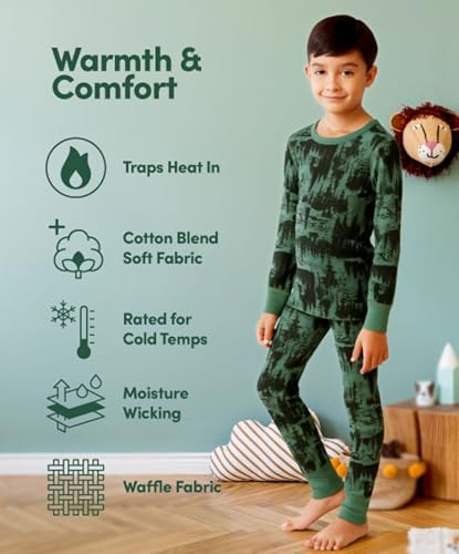 Fruit of the Loom Boys' Thermal Waffle Underwear Set - Black 10-12