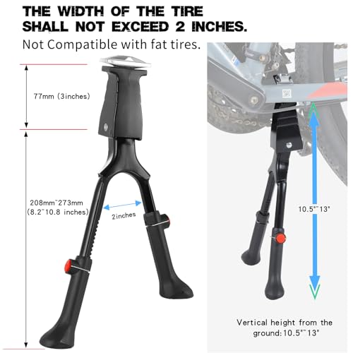 Adjustable Bike Kickstand with Double Legs - Aluminum Alloy Bicycle Kick Stands for 22-26 Inch Adult Bike, Road Bikes and Electric Bike