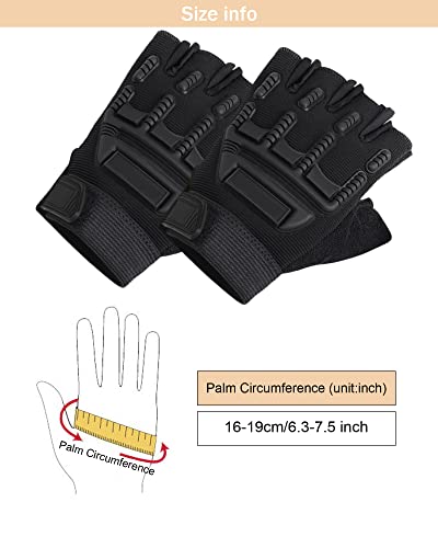 Kids Half Finger Sports Gloves - Black Thick, Non-Slip Gel Grip