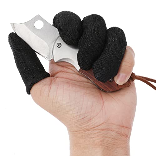 Cut-Resistant Finger Cots - 12 PCS Reusable Protectors - Black