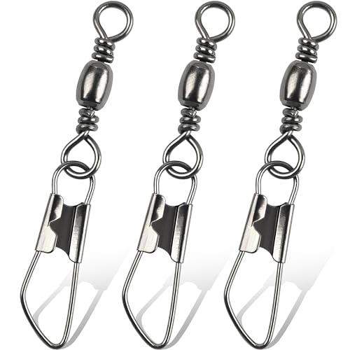 Fishing Barrel Swivels with Safety Snap - 14#-15lb, 60pcs