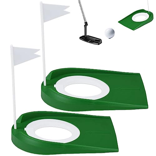 Indoor Golf Putting Green Set - 2 Pack Cups with White Flag