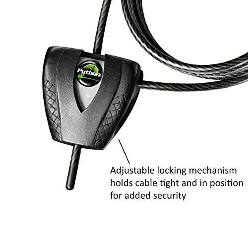Master Lock 8417D Cable Lock, Python Adjustable Keyed Cable Lock, 6 ft. Long, 2 Pack Bundle with Keychain Light
