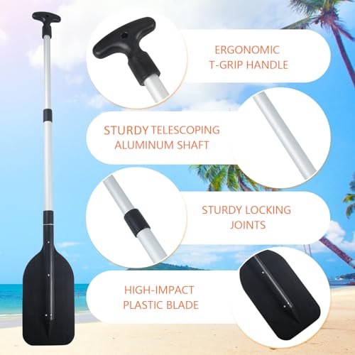 VEITHI 2-Pack Telescoping Boat Paddles Anti-Slip Aluminum Oars Black