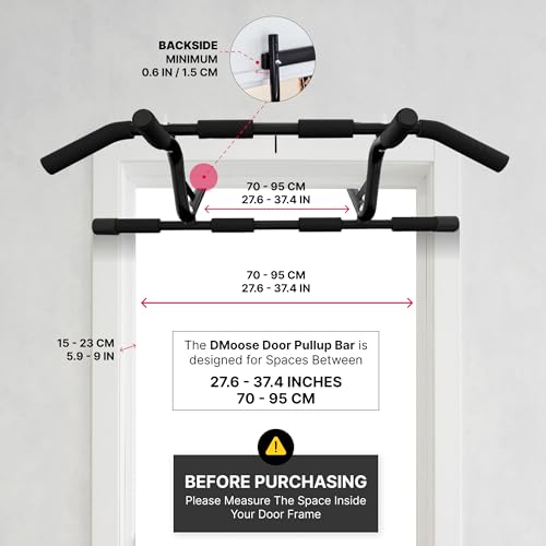 Pull Up Bar for Doorway - No Drill, Non-Slip Grips - Black