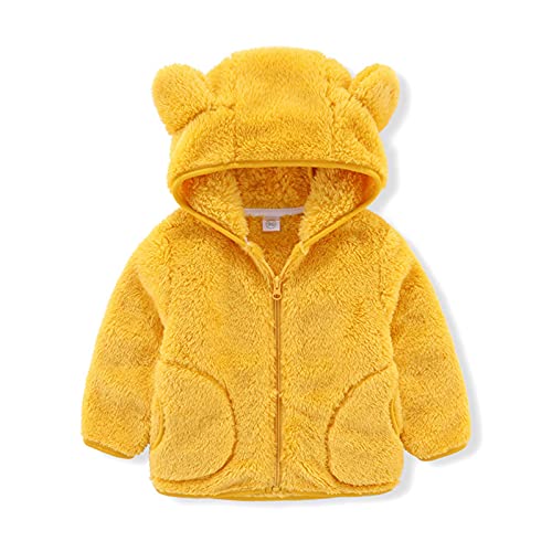 Fleece Bear Ears Hooded Jacket for Toddler Boys - Yellow, 5-6 Years