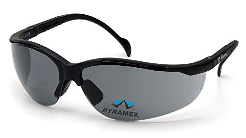 Bifocal Readers Safety Glasses - 2.5 Diopters Amber Lens - Gray Reader Lens 2.0 Diopters