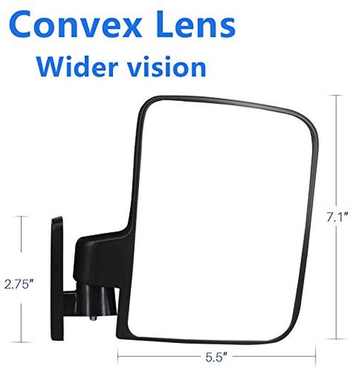 Golf Cart Rear View Mirror，HKOO Golf Cart Mirrors Contains Folding Side Mirrors and Non-destructive installation Rear View Mirror Universal for Club Car DS Precedent/EZGO TXT RXV/Yamaha