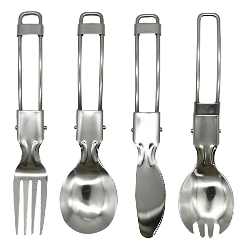 Portable Stainless Steel Camping Utensils Set - 4 Pcs