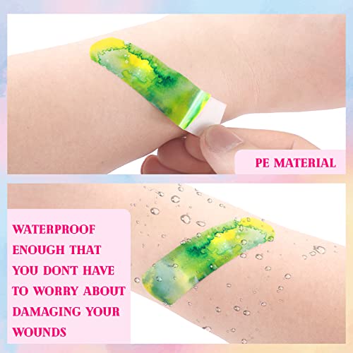 120 Pcs Kids Waterproof Tie Dye Bandages - Flexible Adhesive Wound Cover