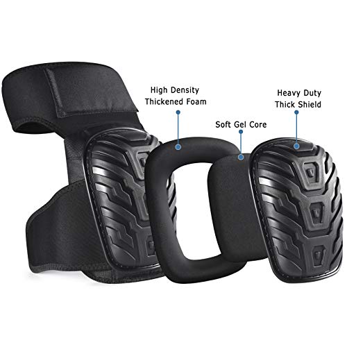 CE' CERDR Professional Knee Pads for Work - Heavy Duty Foam Padding Kneepads for Construction, Gardening, Flooring with Comfortable Gel Cushion to Save Your Knees (Thigh High)