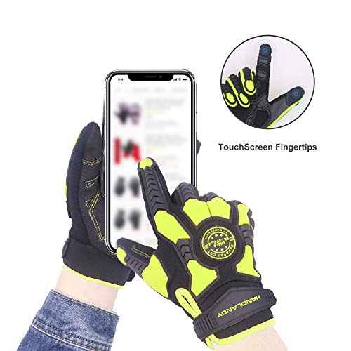 HLDD HANDLANDY Anti Vibration Work Gloves ? Heavy Duty Safety Gloves for Mechanic, Power Tools, Construction, and Landscaping