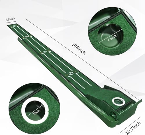 SWINGTEK Indoor Putting Green Mat with Auto Ball Return - Practice Golf at Home or Office