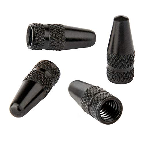 Anodized Aluminum Presta Valve Caps - Pocket Rocket Black (4 Pack)