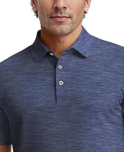 Men's Airflux Jaspe Cotton Golf Polo Shirt - Large Peacoat Htr