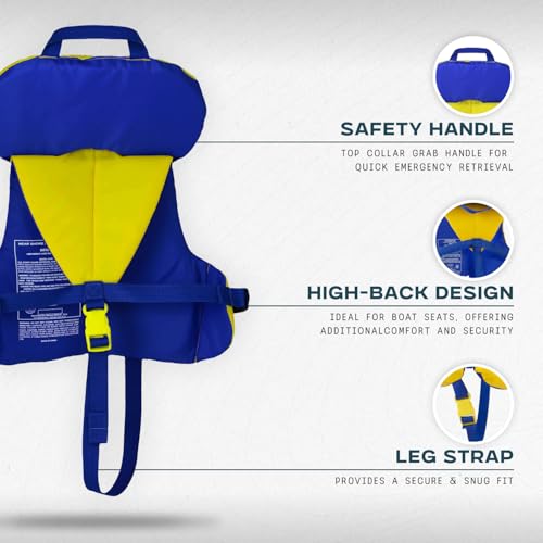 Infant Life Jacket - US Coast Guard Approved, 20-30 lbs - Yellow/Blue