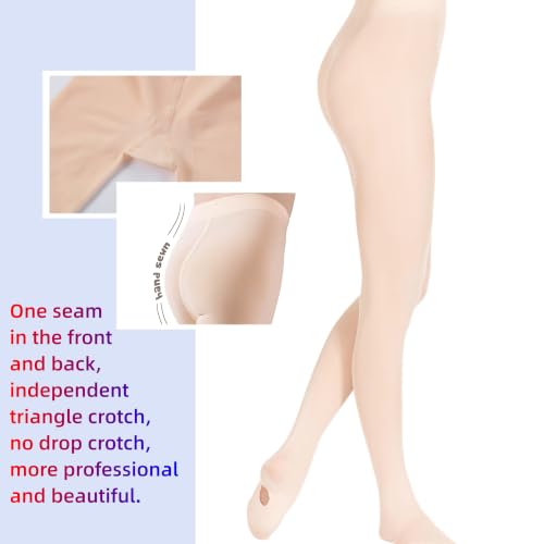Convertible Ballet Tights for Girls - Ballet Pink, 8-10 Years