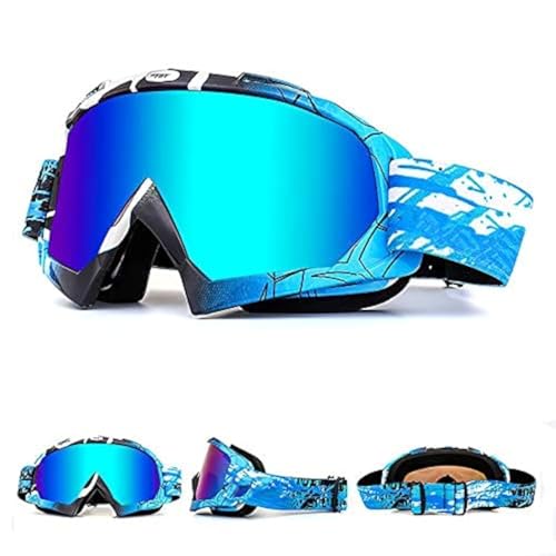 Zsling OTG Ski Snow Goggles Blue - UV Anti-Fog Protective Goggles for Men Women Youth