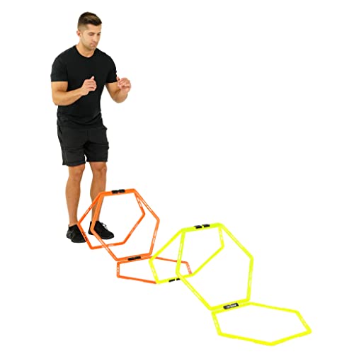 Agility Training Hexagon Rings Set - 12 Speed Training Hurdles with Carry Bag