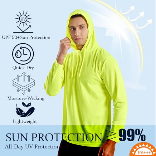 Men's UPF 50+ Sun Protection Hoodie - Long Sleeve - Orange - Small