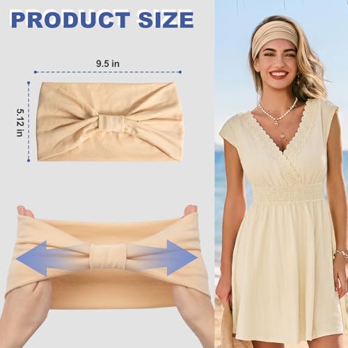 6 Pack Stretchy Wide Headbands for Women - Soft & Adjustable