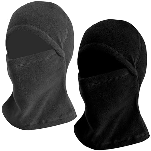 Winter Ski Balaclava Thermal Fleece Face Mask - Black & Grey, Medium