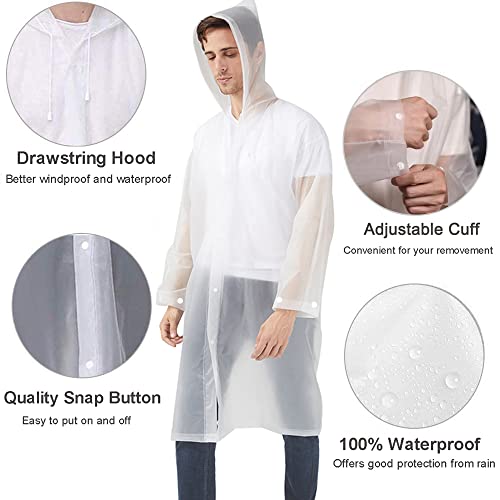 Reusable Rain Ponchos for Adults - 2 Pack White & Yellow