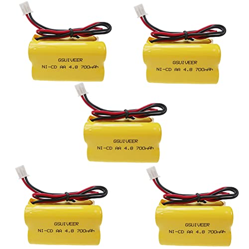 BL93NC487 BL93NC484 BAA48R Ni-Cd 4.8V 700mAh Exit Sign Emergency Light Battery Replacement (5 Pack)