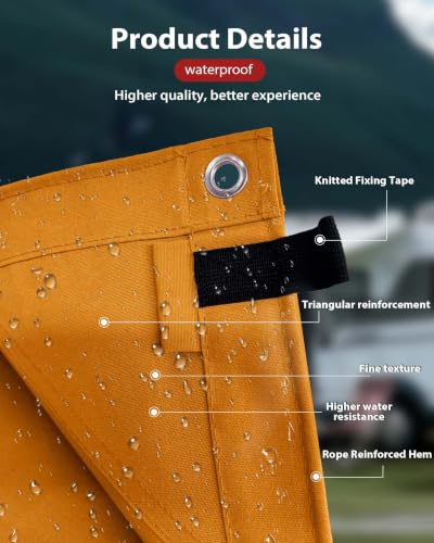 FoundGo 8x10ft Heavy Duty Waterproof Canvas Tarp with Grommets, UV Resistant 22 Mil, Durable Cloth Cover for Car, Roof, Boat, Camping, Woodpile - Tan