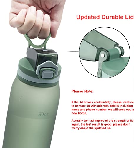 Teentumn 30oz Tritan Water Bottle with Time Marker - Midnight Green