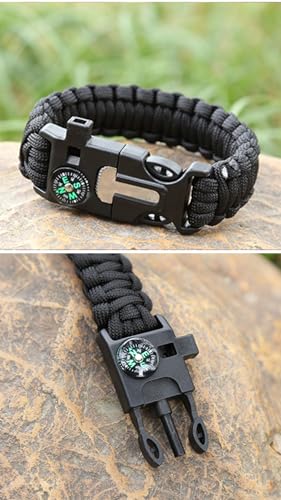 Durable Paracord Wristband for Outdoor Survival - Black