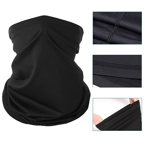 Summer Face Cover Scarf - 6 Pack Neck Gaiter for UV Protection - Black