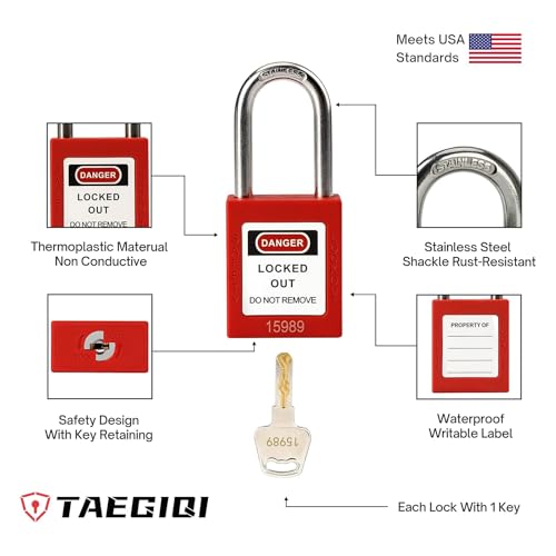 Lockout Tagout Locks Set,Loto Locks Keyed Alike,OSHA Compliant Safety Padlocks 5 pcs for Lock Out Tag Out Kits and Devices