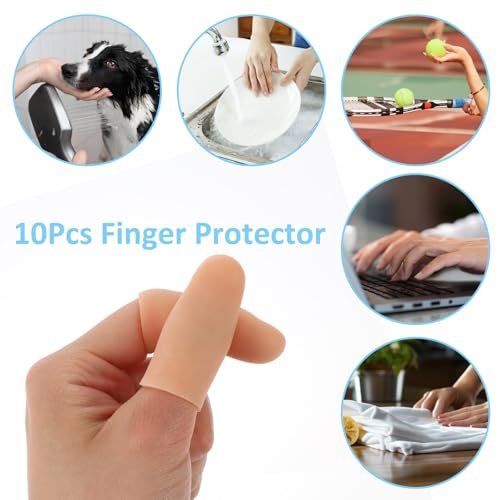 Silicone Finger Cots for Eczema & Cracking - 10 Piece Set, Clear & Nude