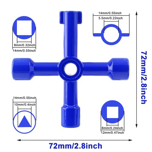 4-Way Multi-Functional Utility Key - 3Pcs, Blue