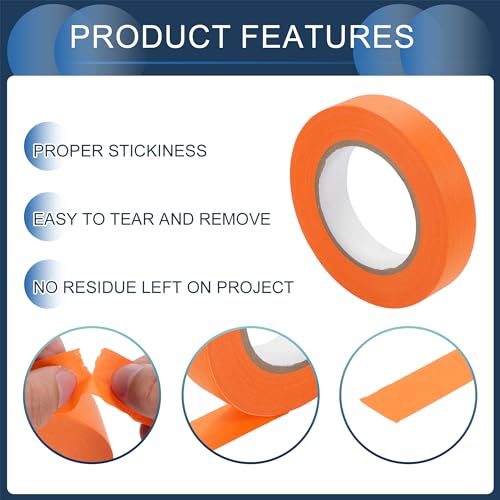 Masking Tape, 1 Inches x 60.1 Yards DIY Car Auto Paint Painters Tape Orange, 1 Pc