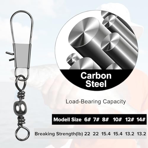 200pcs Fishing Snap Swivels - Anti-Tangle Connectors Set